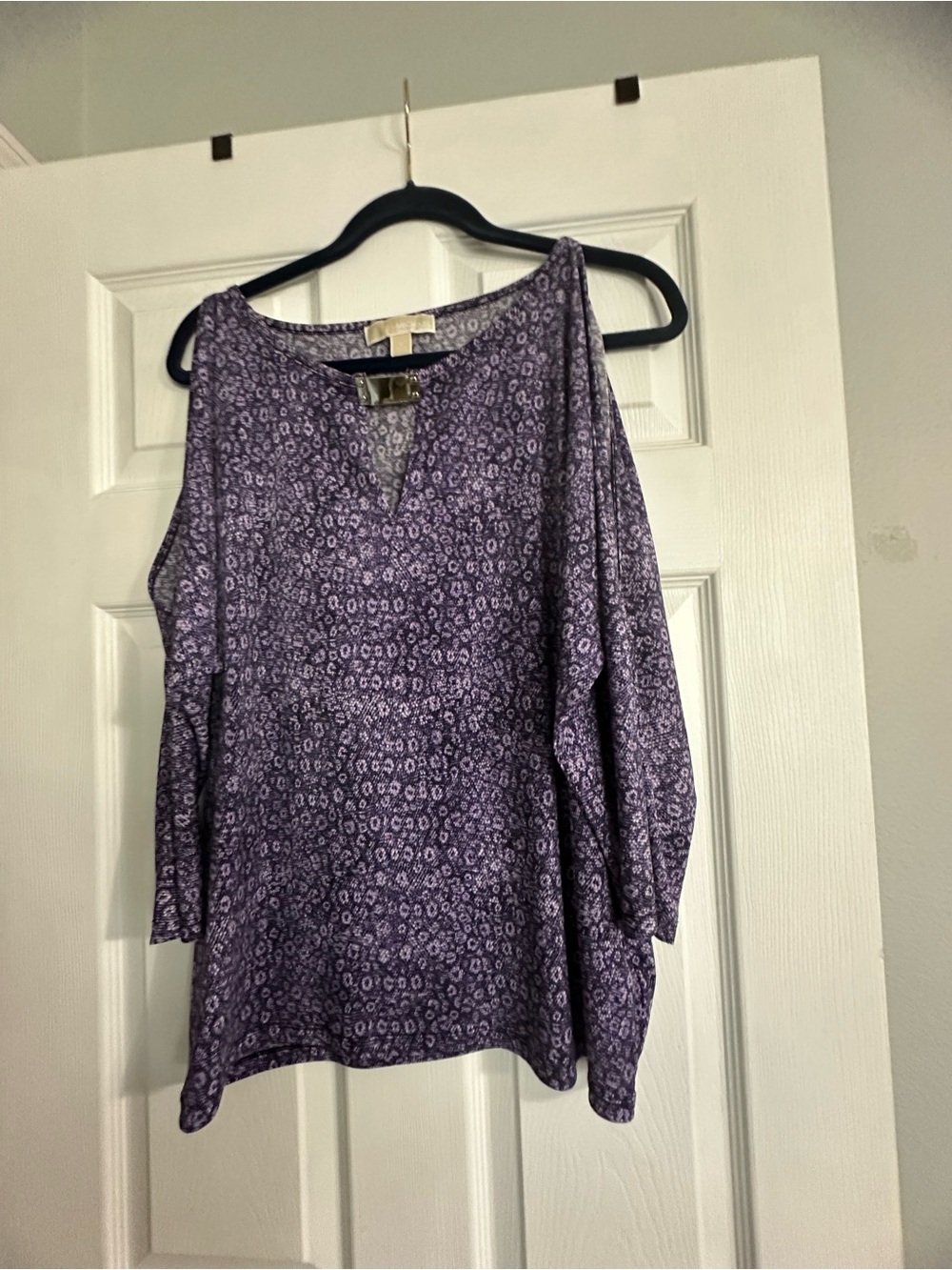 MICHAEL Michael Kors Purple Cold-Shoulder Floral Tunic Top